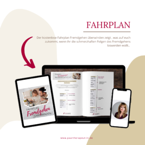 Fahrplan Fremdgehen überwinden: Auf dem bild siehst du 3 Mockup des Fahrplans in Form eines quadratischen Posts.